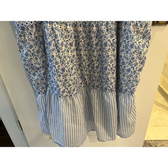 J. Crew Size 3X Blue White Paisley Floral Tiered Sundress - Picture 4 of 9